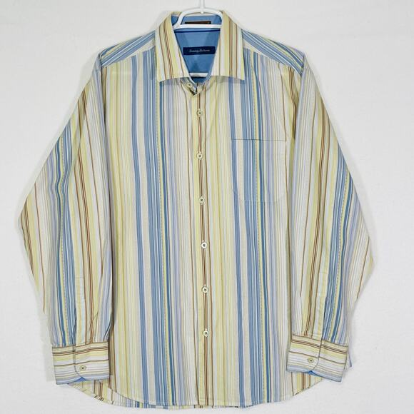 Tommy Bahama Long Sleeve Button Down Shirt Men’s Large Stripes Silk Blend - Picture 1 of 11